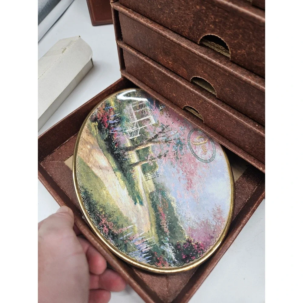 Thomas Kinkade Complete Perpetual‎ Wooden Calendar Set With Tiles&Monthly Plates